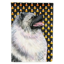 Carolines Treasures SS4282-FLAG-PARENT Keeshond Candy Corn Halloween Portrait Flag  multicolor