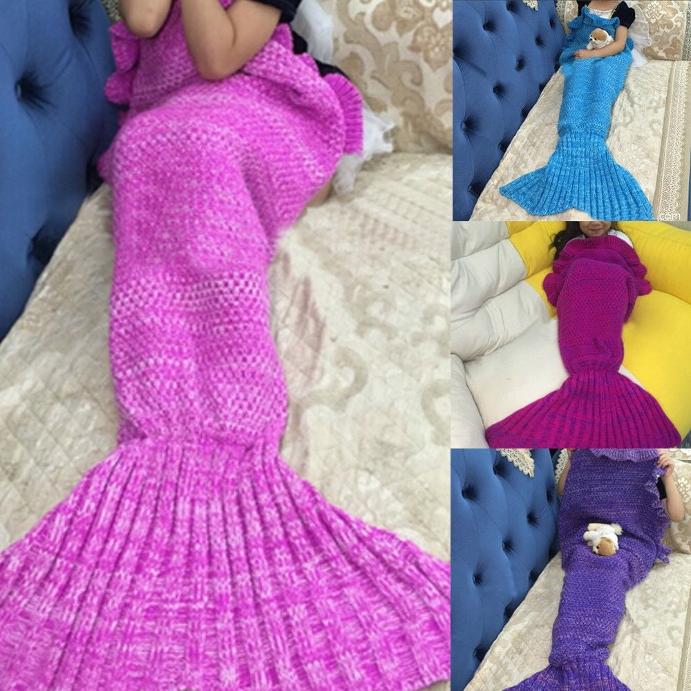 2019 Knitted Mermaid Tail Blanket For Kid And Adult Warm Soft Handmade Sleeping Blanket 4 Colors Walmart Canada