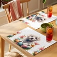 thumbnail image 4 of Easter Puppy Placemats Set of 8, Cartoon Cute Dog Green Orange Red Eggs Spring Pink Floral Leaf Non-Slip Place Mats Washable Table Mats for Kitchen Dining Table Decorations Indoor/Outdoor, 4 of 9