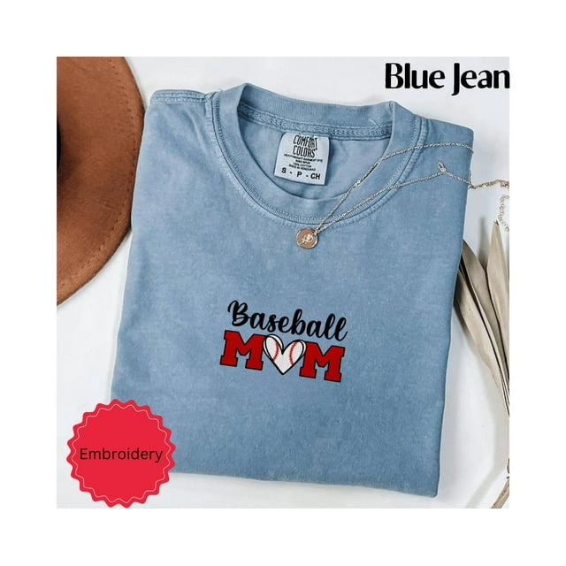 Embroidered Baseball Mom shirt Baseball Comfort Colors Baseball Pocket Shirt Baseball Gift - Ivory - L