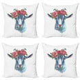 thumbnail image 1 of Ambesonne Watercolor Throw Pillow Cover 4 Pack, Goat Portrait Wreath, 24", Multicolor, 1 of 2
