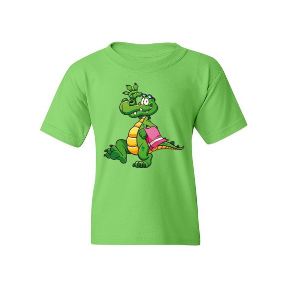 Crocodile With Towel T-Shirt Juniors -Image by Shutterstock, Medium