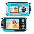 thumbnail image 1 of Cámara subacuática impermeable de 30 MP, resolución de video HD de 1080P, zoom de 16X, cámara digital impermeable para snorkel y vacaciones (azul), 1 of 8