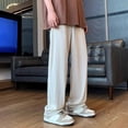 thumbnail image 2 of Mens Korean Fashion Wide Leg Straight Pants Ice Silk Hang Well Loose Trousers, 2 of 11