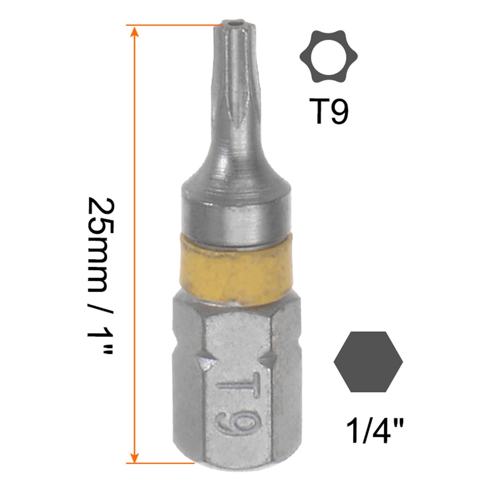 Unique Bargains 8pcs T9 Torx Hex Screwdriver Bit 1/4' Hex Shank 1