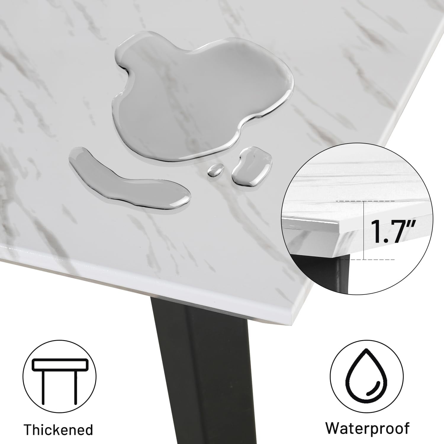 Homy Casa Dining Table for 4-6 People, 62.9inch Industrial Wood Large Kitchen Table with Strong Metal Frame, White