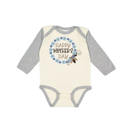 

Inktastic Happy Mother s Day Blue Forget-Me-Not Flower Wreath Gift Baby Boy or Baby Girl Long Sleeve Bodysuit
