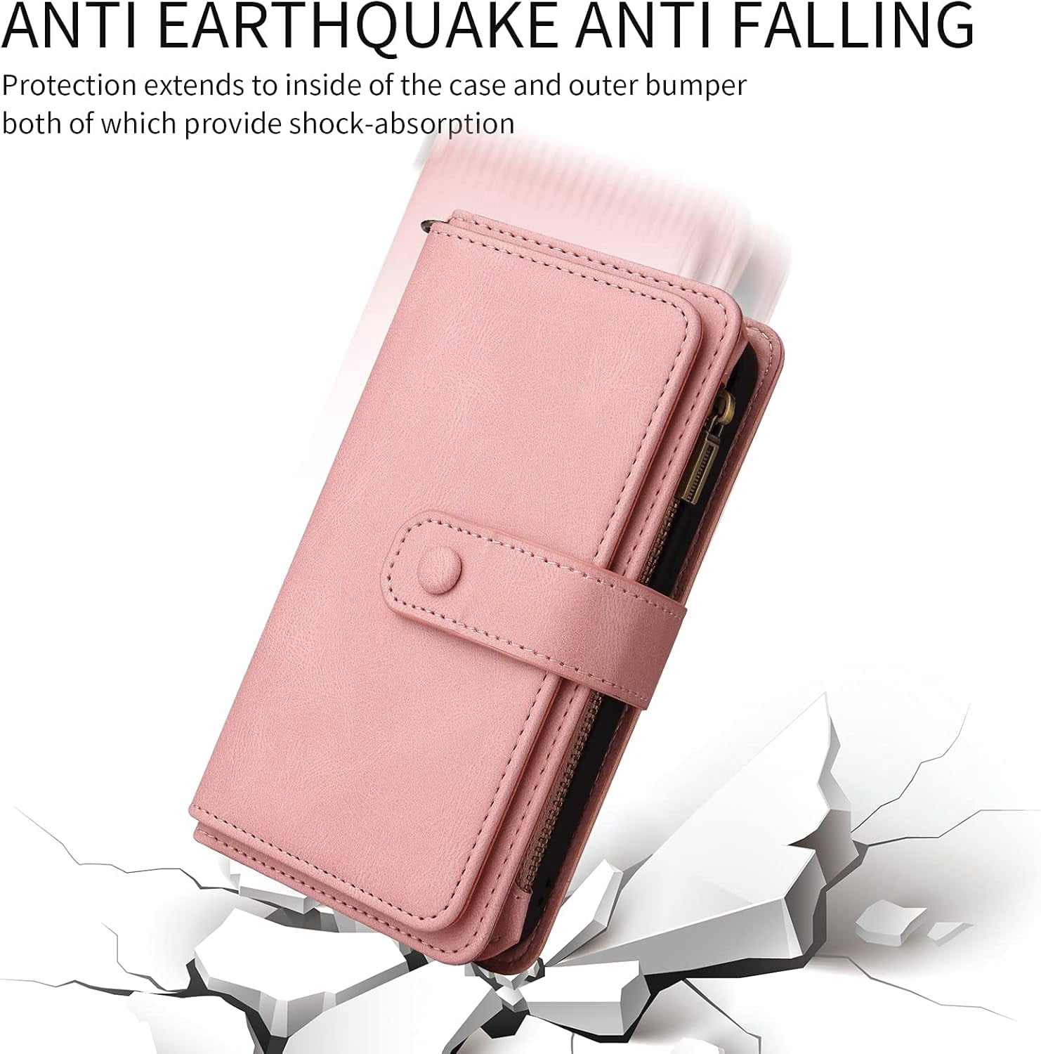 Solennerer Phone Case for iPhone 12 Mini 5.4 Wallet Cover with Tempered Glass Screen Protector and Wrist Strap Flip Credit Card Holder Slot Stand Cell iPhone12mini 5G i 12s iPhone12 12mini Women Men