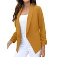 thumbnail image 2 of Gureui Women's Elegant Blazer, Solid Color 3/4 Sleeve Lapel No Buttons Cardigan Cropped Jacket Suit Slim Fit Business Coat Formal Occasion Uniforms, 2 of 8