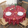 thumbnail image 3 of Red Christmas Candy Cane Pattern Round Tablecloth 60"x60",Wrinkle Wipeable Table Cloth for Kitchen Dining Room Picnic Patio Party, 3 of 6