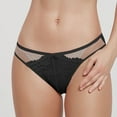 thumbnail image 6 of Lace Thong for Women, No Show Underwear, Breathable Comfort Panties Soft Mid-Rise Undies, Tanga, Black, Small, 6 of 6