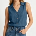 thumbnail image 4 of Purcolt Women's Sleeveless Button-Down Shirts Collared V-Neck Tank Top Casual Summer Blouses, S-XXL, 4 of 7