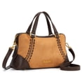 thumbnail image 3 of Wrangler Women's Suede Leather Satchel Handbag, Western Style Top-Handle Shoulder Crossbody Bag with Detachable Strap, Brown, 3 of 6