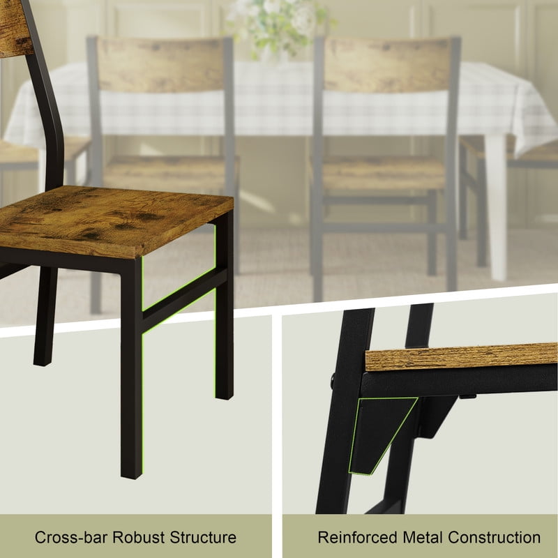 iPormis 35''Tall Dining Chairs Set of 6, Dining Room Chairs with MDF Board & Metal Frame, Perfect for Small Space, Easy Clean,Rustic Brown