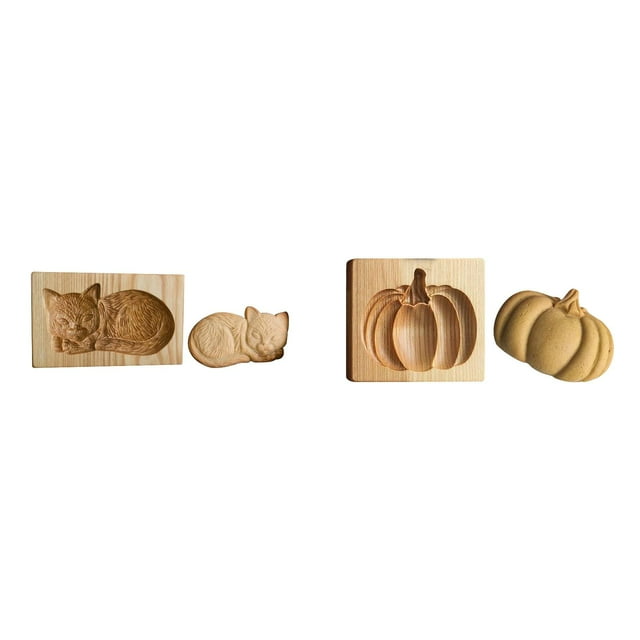(2-Pack) Rinsvye Diy Baking Moulds Wooden Plating Rings Cookie Moulds Embossing Baking Set for Adults Cookies Craft Decorative Baking Tools for Christmas Thanksgiving Christmas Cookie Baking Set Kit