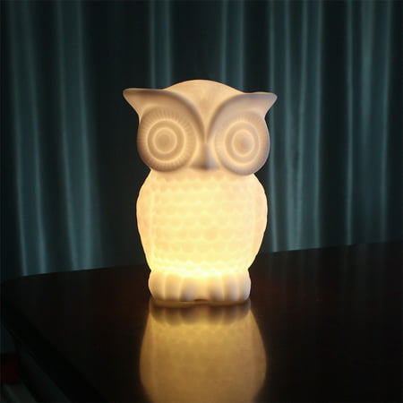 1W LED Night Light, Baby Owl Shape White/Warm White Light PVC Table Lamp, Indoor Decorative Nightlight for Kids Room Party Decor, Warm White