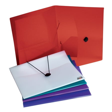 - School Smart Polypropylene 4 Pockets Portfolio, Assorted Color