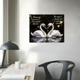 thumbnail image 3 of JRXY  Romantic Swan Wall Art Elegant White Swans Poster Black and White Swan Love Kissing Heart Picture Print Painting for Bathroom Bedroom Office Framed Artwork  16x12in, 3 of 4