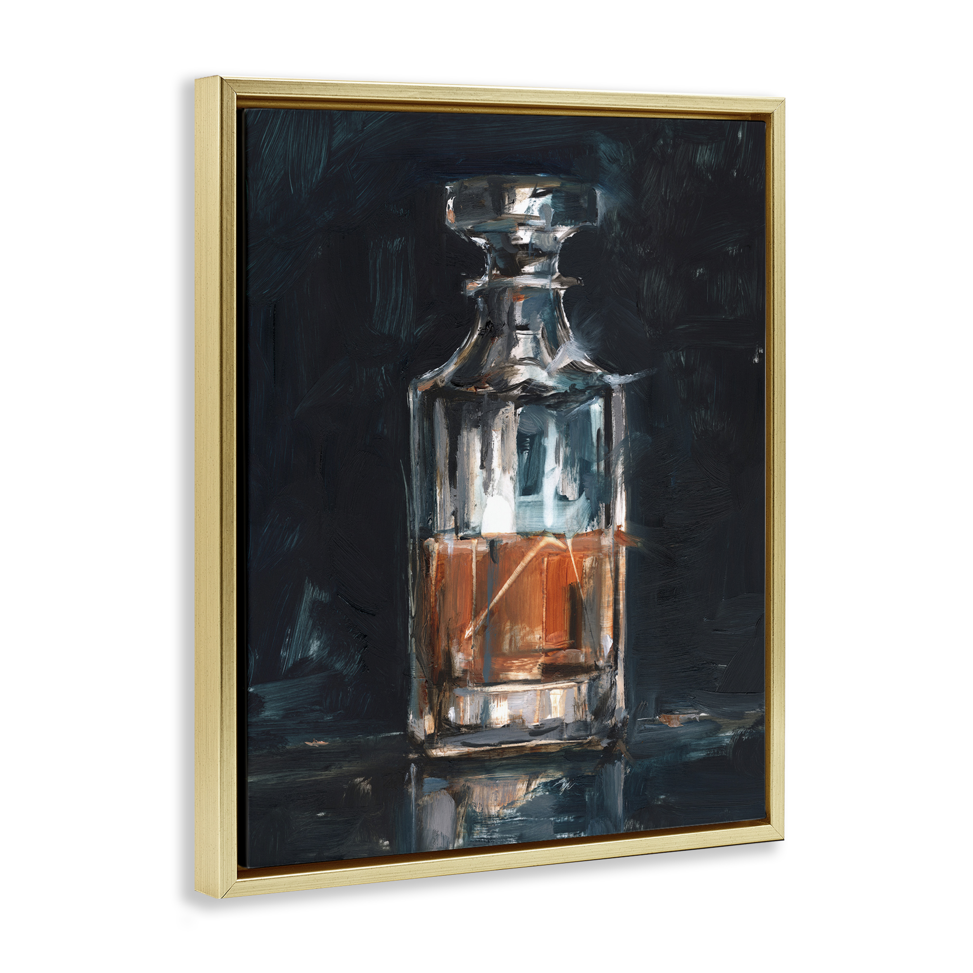 Stupell Industries Bar Whiskey Decanter Food & Beverage Painting Gold Floater Framed Art Print Wall Art, 17 x 21