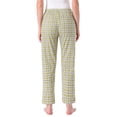 thumbnail image 3 of Pantalones de pijama de algodón a cuadros para mujer, con cintura elástica y bolsillo, pantalones de lounge largos L, a cuadros amarillos, 3 of 6
