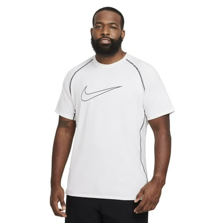 Nike Pro Dri-FIT Men's Slim Fit Short-Sleeve Dri-Fit Top (White/Black, Large) XX-Large