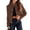 #Brown 1, variant on Women's Jacket Solid Lapel Stand Up Collar Long Sleeve Loose Outerwear With Pockets
