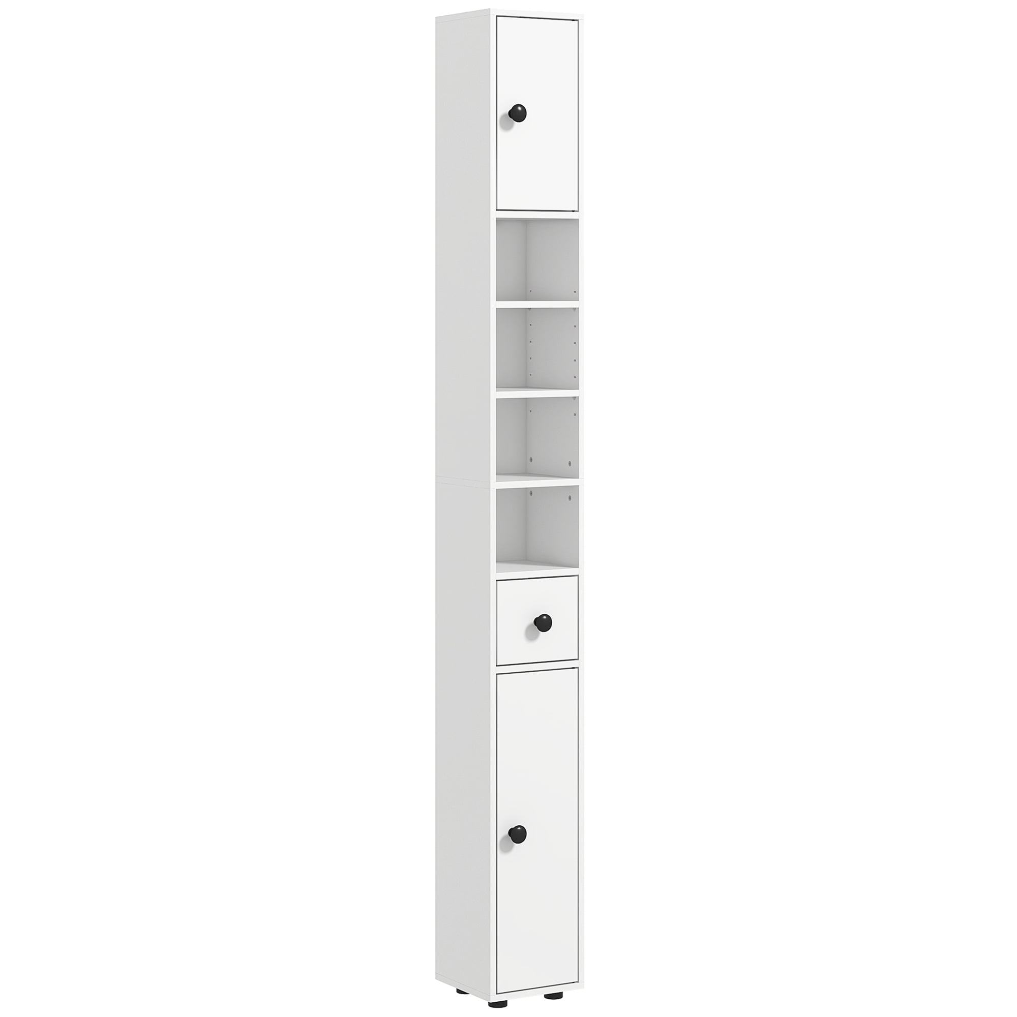 Tall Bathroom Storage Cabinet with Open Shelves & Cabinets, Adjustable Shelves, Anti-Tipping Design, Particle Board Organizer for Bathroom