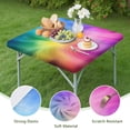 thumbnail image 4 of Rainbow Tie Dye Swirl Pattern Square Fitted Tablecloth with Elastic Edge,Square Table Cover,Washable Elastic Table Cover for Home Kitchen Party Decor 34"x34", 4 of 6