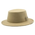 thumbnail image 1 of Men Fall Jazz Hat Sunscreen Solid Color Chic Flat Brim Boater Hat, 1 of 5