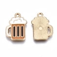 thumbnail image 2 of 10pcs Eco-Friendly Alloy Enamel Pendants Cadmium Free & Lead Free & Nickel Free Beer Glass Light golden Goldenrod 19x13x1.2mm Hole: 1.6mm, 2 of 3