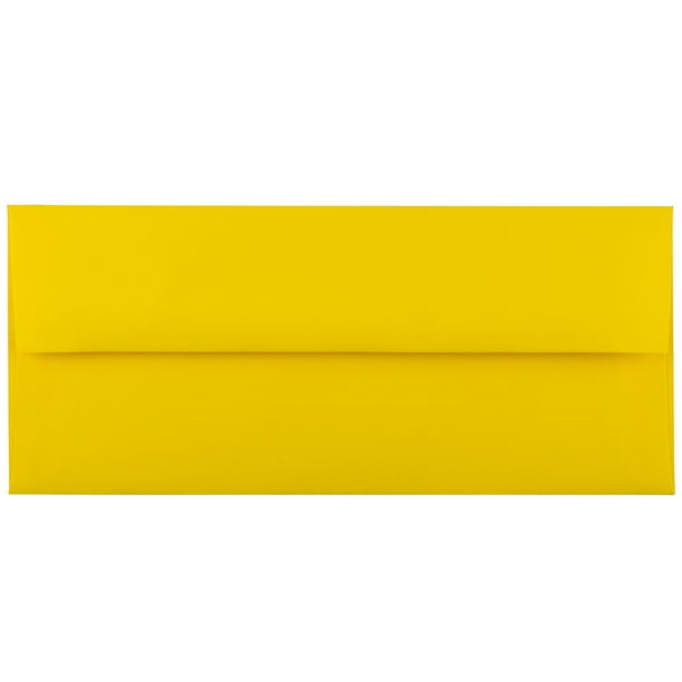JAM 10 Business Colored Envelopes, 4 1/8 x 9 1/2, Yellow Recycled, Bulk 500/Box