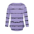 thumbnail image 4 of Scyoekwg Dressy Tops for Women V-Neck Pleated T-shirt Tshirt Tops for Women Trendy Lightweight Loose Long Sleeve Striped Blouses (Purple,XXL), 4 of 5
