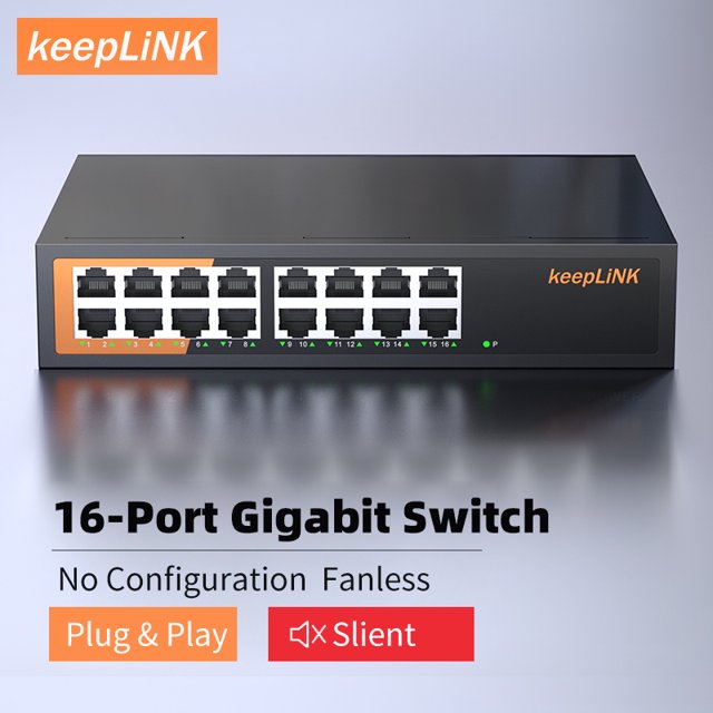 Interrupteur Ethernet Gigabit 16 Ports avec Prise EU