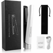 Hair Straightener and Curler 2 in 1, Rechargeable Battery Operated Hair Straightener 4800mAh,Mini Size Easy Carry,Titanium Plate Straightener Curling Iron (White)