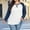 Navy, variant on Women's Chest Print Top Casual Chest Print Solid Color Round Neck Pullover Loose Long Sleeved Raglan Top Plus Size Light Blue