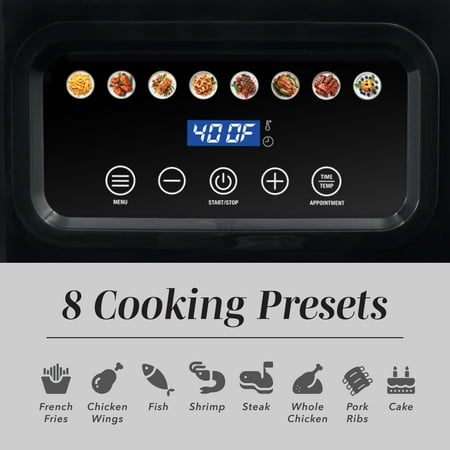 Cook With Color Digital Air Fryer, 5.2Qt Basket, 1400W, 8 Presets, Black