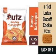 Utz Honey Barbeque Potato Chips Family Size 7.75 oz - Pack of 1 & Lotus Biscoff Cookie - 0.2 Oz - 1 ct