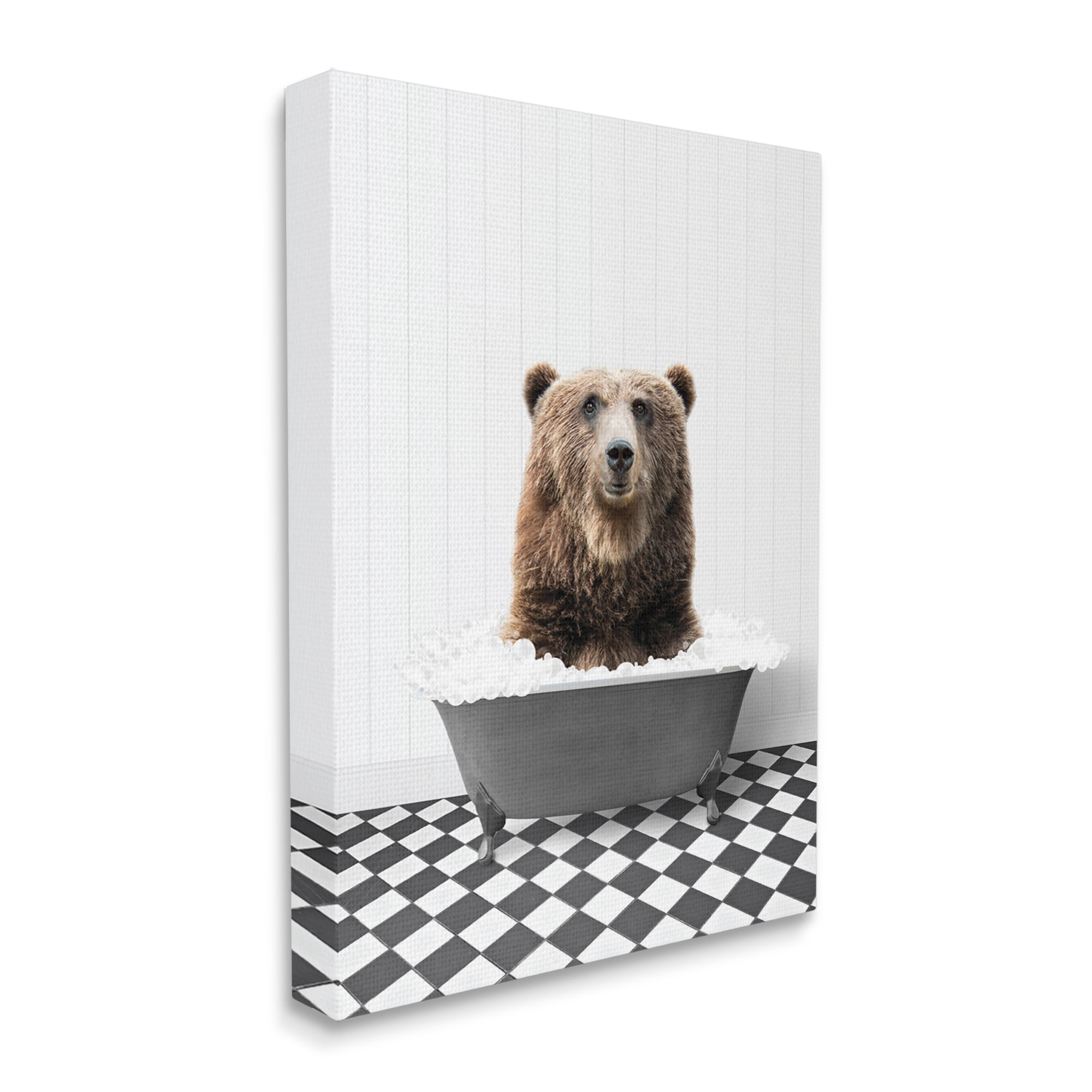 Stupell Industries Bear in Bathroom Tub Animals & Insects Painting Gallery Wrapped Canvas Print Wall Art, 24 x 30