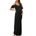 thumbnail image 4 of INSPIRE CHIC Women Summer Cold Shoulder Sundresses Strapless Nightgown Short Sleeve Maxi Lounge Dress, 4 of 5