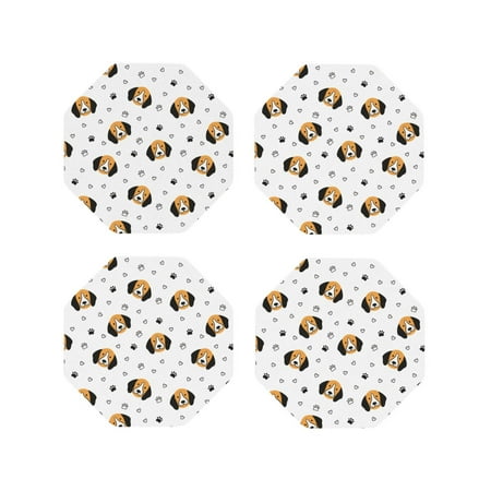 

Leather Coasters with Heat-resistant for Drinks Dog Puppy Paw -标题2 Octagon