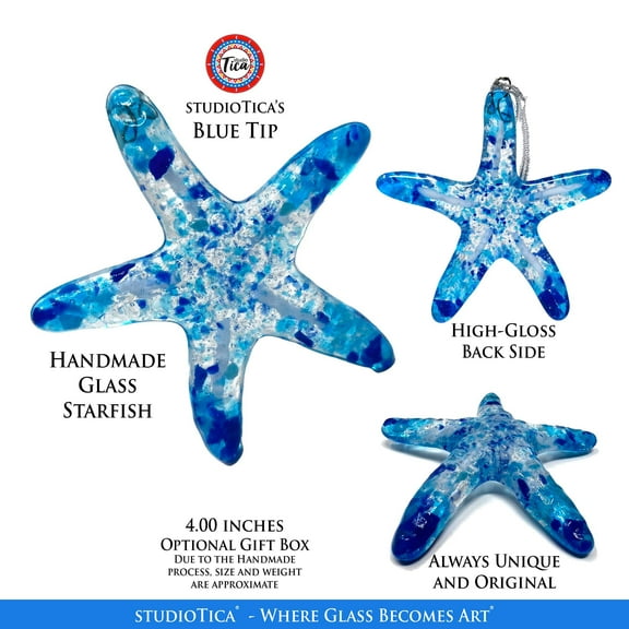 studioTica® Starfish - Deep Blue   Blue Tip - Sun Catcher, Paperweight, Ornament, Home Decor