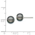 thumbnail image 3 of FB Jewels Sterling Silver 8-9mm Black FW Cultured Button Pearl Stud Earrings, 3 of 3