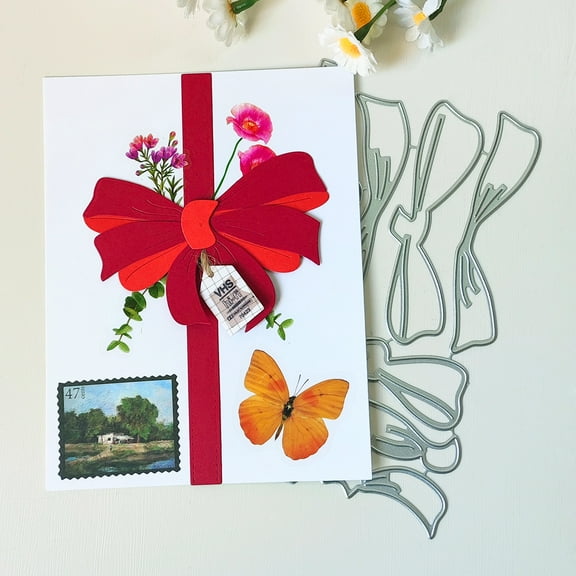 Die Cuts for Card Making, Ouginx Big Beautiful Bow Metal Cutting Dies DIY Die Cutters Die Stencils for Scrapbooking, Embossing & More
