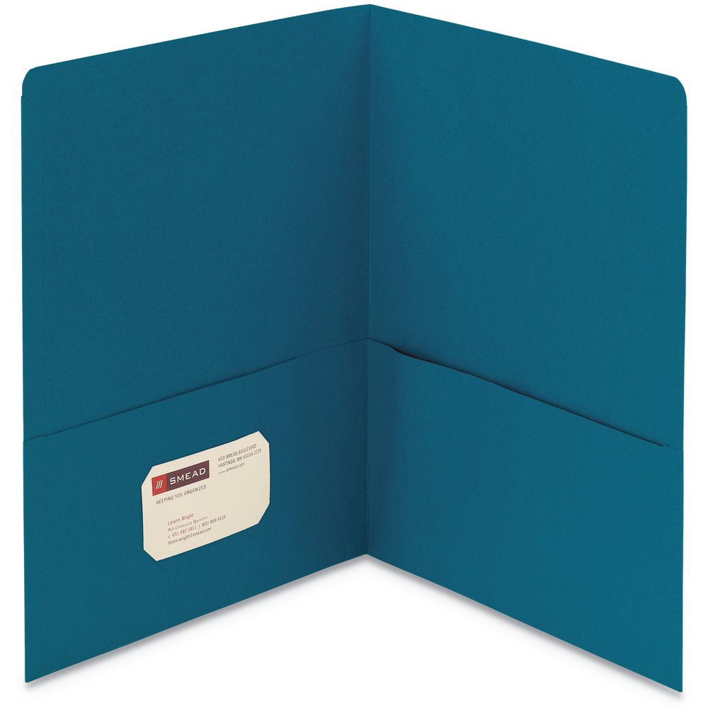 Smead TwoPocket Folder, Textured Paper, Teal, 25/Box SMD87867