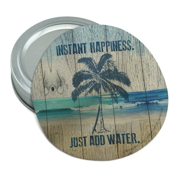 Instant Happiness Just Add Water Tropical Beach Round Rubber Non-Slip Jar Gripper Lid Opener