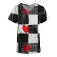 thumbnail image 4 of Blusas médicas de talla grande para mujer, moda, estampado gráfico, para el Día de San Valentín, blusas médicas informales de gran tamaño, manga corta, cuello en V, con bolsillos, 4 of 5