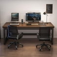 thumbnail image 2 of 47" Heavy Duty Home Office Computer Desk with 40mm Panel Metal Frame Writing Study Work Table PC Laptop Desk Easy Assembly(47in(120cm), Walnut), 2 of 7