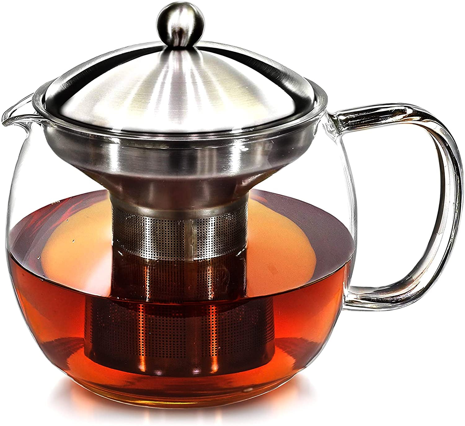 Glass Tea Maker Teapot Modern Black Cups Stainless Steel Infuser Mugs Set 4 Gift 