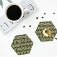thumbnail image 4 of Honeii Green Snake print Leather Coaster Set of 4, ideal for safeguarding your furniture from drinks spills and effortless cleanup-Hexagon, 4 of 6