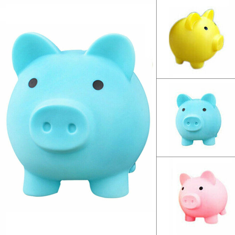 Clear Novelty Plastic Piggy Bank Coins Money Box Kids Saving Pig Toy Gift US 